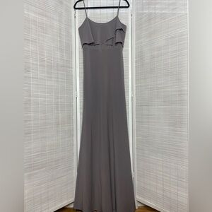 Jenny Yoo Collection Gray Ruffle Front Dress